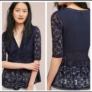 NWT Anthropology lace peplum style blouse